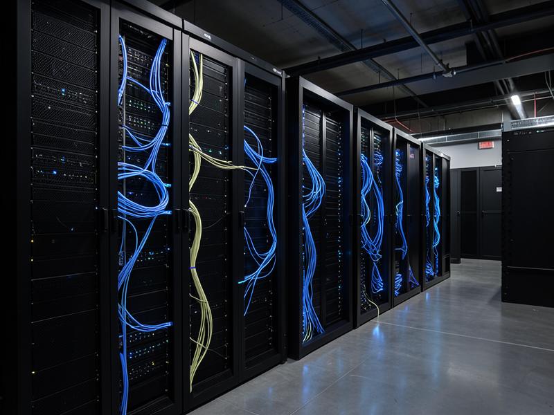Network cables inside a data center